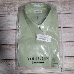 Van Heusen Men's Fitted Poplin Dress Shirt - Silver Sage - NEW WITH TAGS